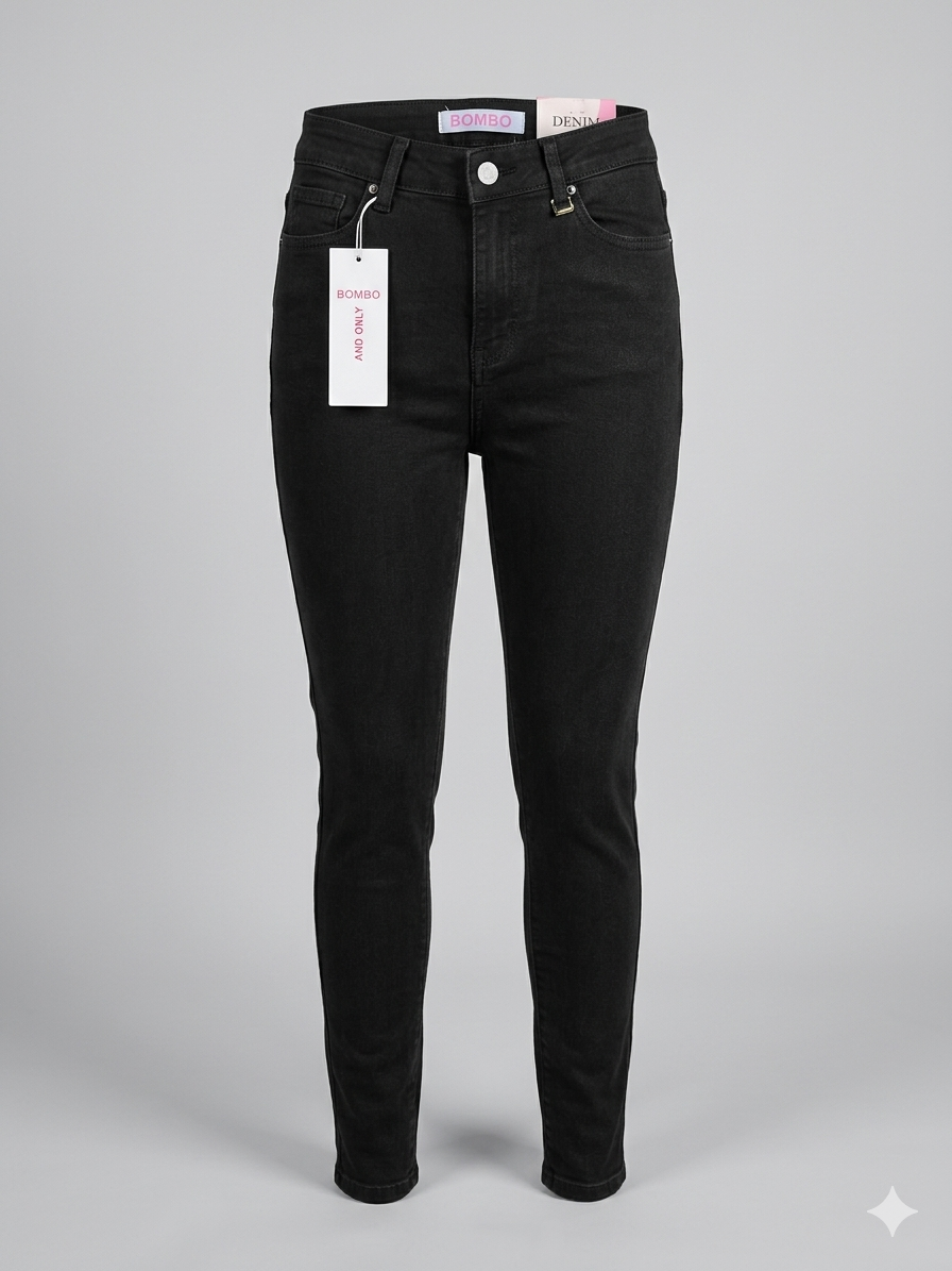 Bombo skinny jeans high rise negro 